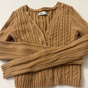 Hollister Women's Camel Cable Knit Cardigan